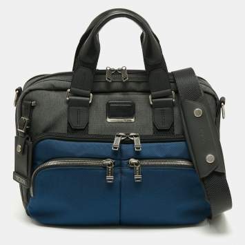 مملوكة مسبقًا TUMI Grey/Blue Nylon Alpha Bravo Albany Slim Commuter Briefcase