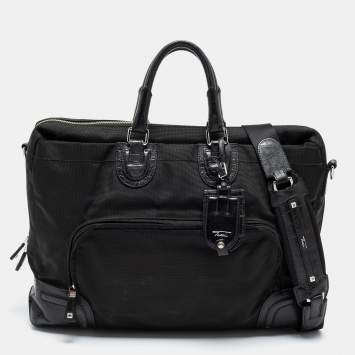 مملوكة مسبقًا TUMI Black Crocodile Embossed Leather and Nylon Briefcase