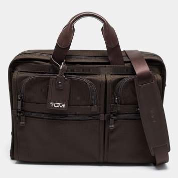 مملوكة مسبقًا Tumi Brown Nylon Large Screen Laptop Briefcase Bag
