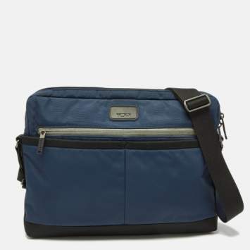 Pre Owned Tumi Blue/Black Nylon Laptop Bag