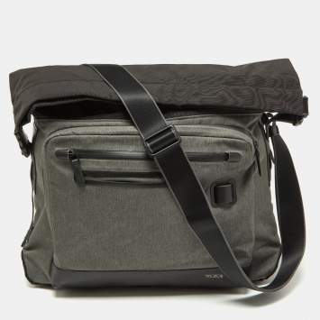 Pre Owned TUMI Grey/Black Nylon and Leather Messenger Bag