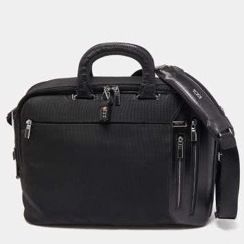 Pre Owned Tumi Black Nylon and Leather T-Pass Kennedy Deluxe Brief Laptop Bag