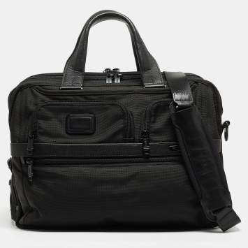 Pre Owned TUMI Black Nylon and Leather Alpha 3 T Pass Expandable Briefcase Bag