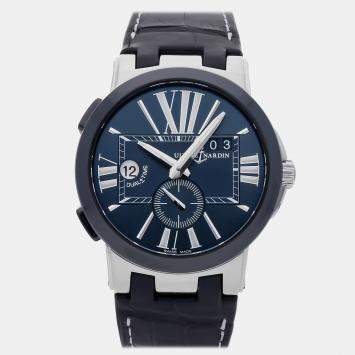 مملوكة مسبقًا Pre-Owned Ulysse Nardin Executive Dual Time 243-00/43 Blue Automatic Stainless Steel  Men's Wristwatch 43 MM
