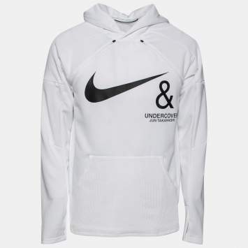 Pre Owned Nike X Undercover White Synthetic Logo Printed Hoodie M