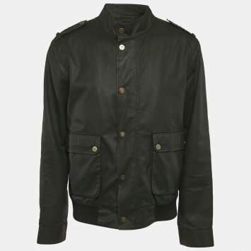 Pre Owned CH Carolina Herrera Black Gabardine Windbreaker Bomber Jacket L