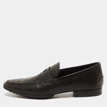 Pre Owned Tod's Black Leather Penny Slip On Loafers Size 41.5