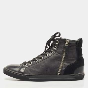 مملوكة مسبقًا Louis Vuitton Damier Graphite Fabric and Suede Trim Zip Up High Top Sneakers Size 41