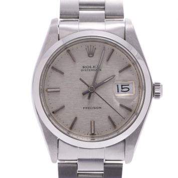 Pre Owned Rolex Silver Stainless Steel Oyster Date Precision 6694 Men's Wristwatch 33 MM