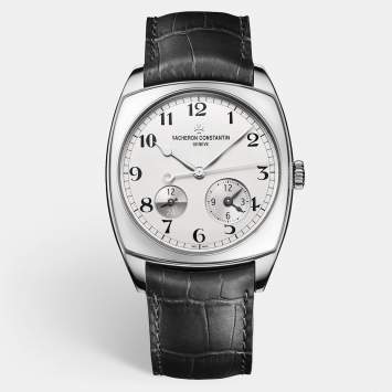 Pre Owned Vacheron Constantin Silver 18K White Gold Alligator Leather Harmony Dual Time 7810S/000G-B142 Men's Wristwatch 40 mm