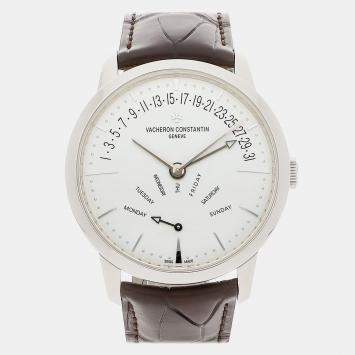 Pre Owned Vacheron Constantin Silver 18k White Gold Patrimony 4000U/000G-B112 Automatic Men's Wristwatch 42 mm
