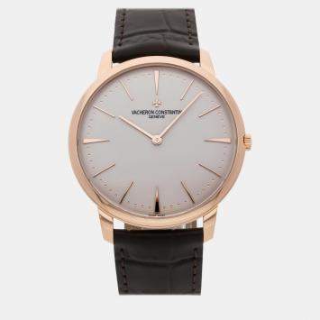 Pre Owned Vacheron Constantin Silver 18k Rose Gold Patrimony 81180/000R-9159 Manual Winding Men's Wristwatch 40 mm