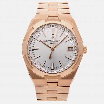 Pre Owned Vacheron Constantin Silver 18k Rose Gold Overseas 4500V/000R-B127 Automatic Men's Wristwatch 41 mm