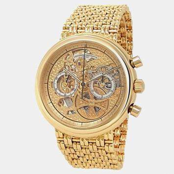 Pre Owned Vacheron Constantin Patrimony 47100/236J-3 Manual Winding Skeleton 18K Yellow Gold Men’s Wristwatch 38 mm