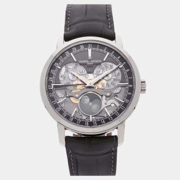 Pre Owned Pre-Owned Vacheron Constantin Traditionnelle Complete Calendar Openface 4020T/000G-B655  Grey Automatic 18k White Gold Men's Wristwatch 41 mm