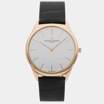 مملوكة مسبقًا Vacheron Constantin Historiques Ultra Fine 33155/000R-9588 Manual Winding Silver Dial 18k Rose Gold Wristwatch 36mm