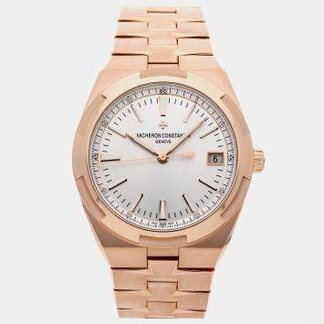 Pre Owned Pre-Owned Vacheron Constantin Overseas 4500V/000R-B127 Silver Automatic 18k Rose Gold Men's Wristwatch 41 MM