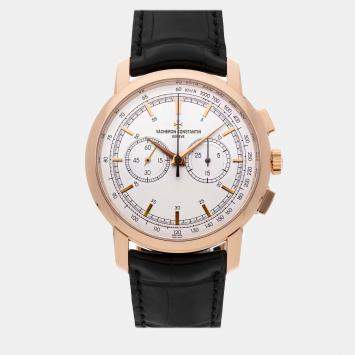 Pre Owned Vacheron Constantin Patrimony 47192/000R-9352 Manual Winding Silver 18k Rose Gold Men’s Wristwatch 42mm