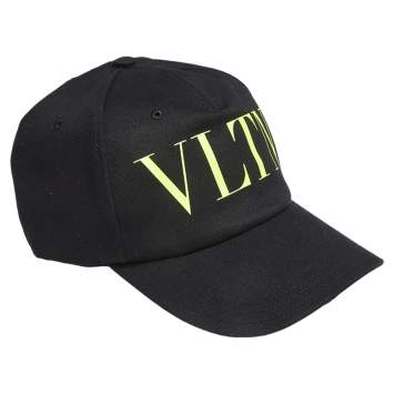 Pre Owned Valentino Black VLTN Print Cotton Baseball Cap Size 60