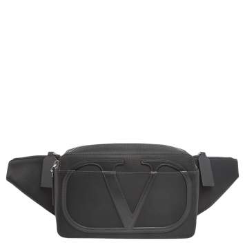 Pre Owned Valentino Black Nylon and leather VLogo Belt Bag