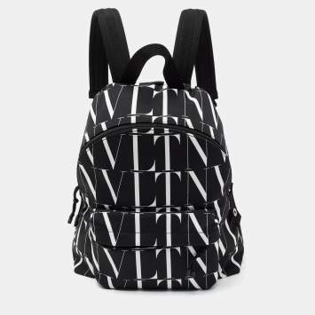 Pre Owned Valentino Black Canvas VLTN Backpack