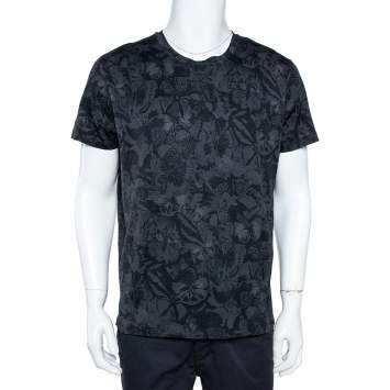 Pre Owned Valentino Black Rockstud Camubutterfly T-Shirt L