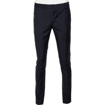 Pre Owned Valentino Navy Blue Wool Straight Fit Formal Pants XS