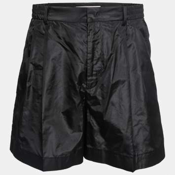 Pre Owned Valentino Black Silk Pleated Shorts M 