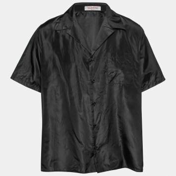 Pre Owned Valentino Black Silk Short-Sleeve Shirt S