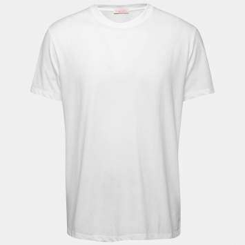 Pre Owned Valentino White Cotton Crew Neck T-Shirt L