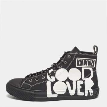 Pre Owned Valentino Black Canvas Good Lover Giggies Sneakers Size 42