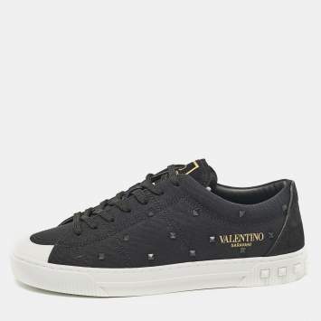 Pre Owned Valentino Black Canvas Cityplanet Sneakers Size 40