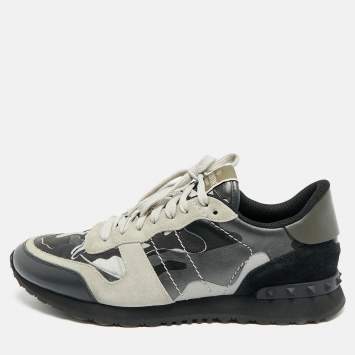 مملوكة مسبقًا Valentino Rockrunner Size 44 Multicolor Leather and Suede Lace Up Sneakers