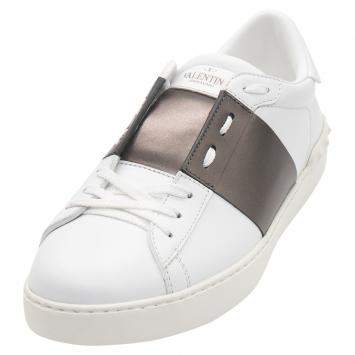 Pre Owned Valentino White/Rutenio Leather Open Sneakers Size 43