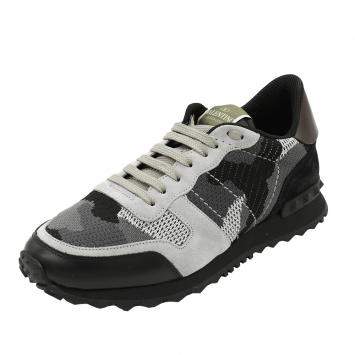 Pre Owned Valentino Multicolor Mesh Fabric Camouflage Rockrunner Sneakers Size 41