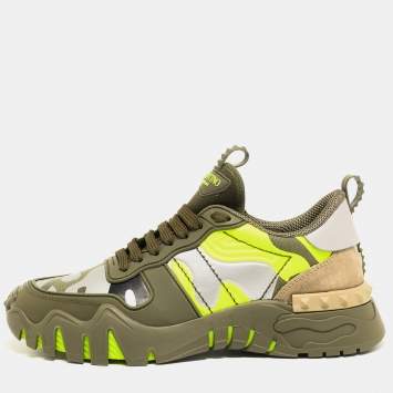 Pre Owned Valentino Multicolor Suede and Canvas Rockrunnner Low Top Sneakers Size 40