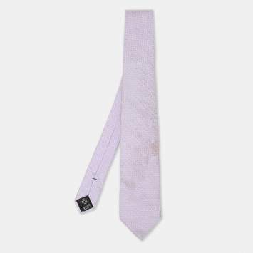 Pre Owned Valentino Purple Logo Patterned Silk Tie