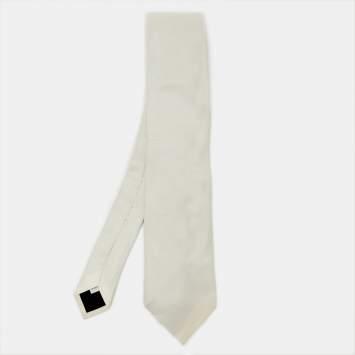 Pre Owned Valentino Ivory Diagonal Striped Silk Tie