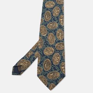 Pre Owned Valentino Multicolor Printed Silk Tie 