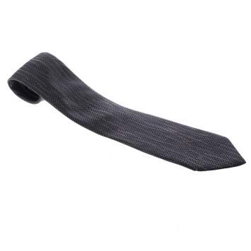 Pre Owned Valentino Dark Grey Patterned Silk Jacquard Traditional Tie