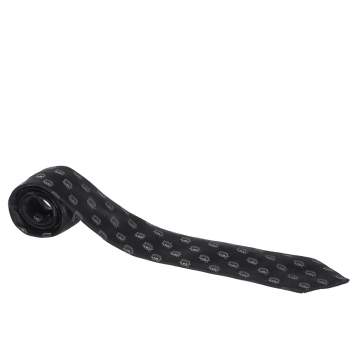 Pre Owned Valentino Black Floral Silk Jacquard Traditional Tie 