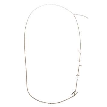 Pre Owned Valentino Silver Tone VLTN Charm Necklace