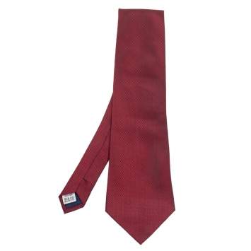Pre Owned Valentino Dark Red Jacquard Silk Tie