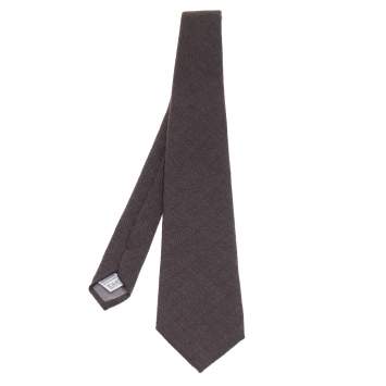 Pre Owned Valentino Brown Chevron Cashmere Tie