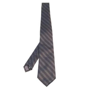 Pre Owned Valentino Brown Striped Silk Tie