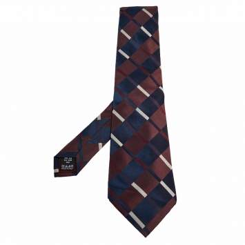 Pre Owned Valentino Navy Blue Patterned Silk Jacquard Tie