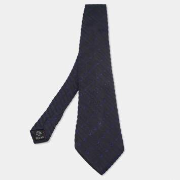 Pre Owned Valentino Navy Blue Silk Jacquard Tie