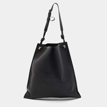 Pre Owned Valentino Black Leather Identity Tote