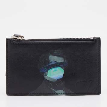 Pre Owned Valentino Black Leather Card Holder