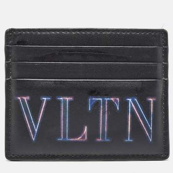 Pre Owned Valentino Black Leather VLTN Card Holder